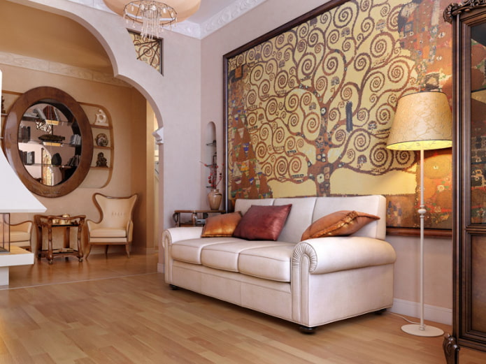 papel tapiz fotográfico en el interior en estilo Art Nouveau