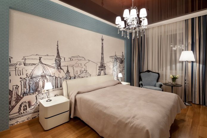 papel tapiz fotográfico en el dormitorio
