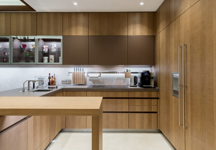 Cocina marrón: combinaciones, ideas de diseño, ejemplos reales en el interior