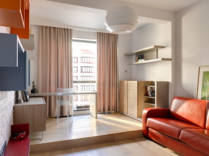 Zona de trabajo en un apartamento de una habitación