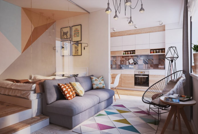 Zona de dormir en un apartamento tipo estudio