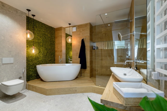 Baño espacioso de estilo ecológico
