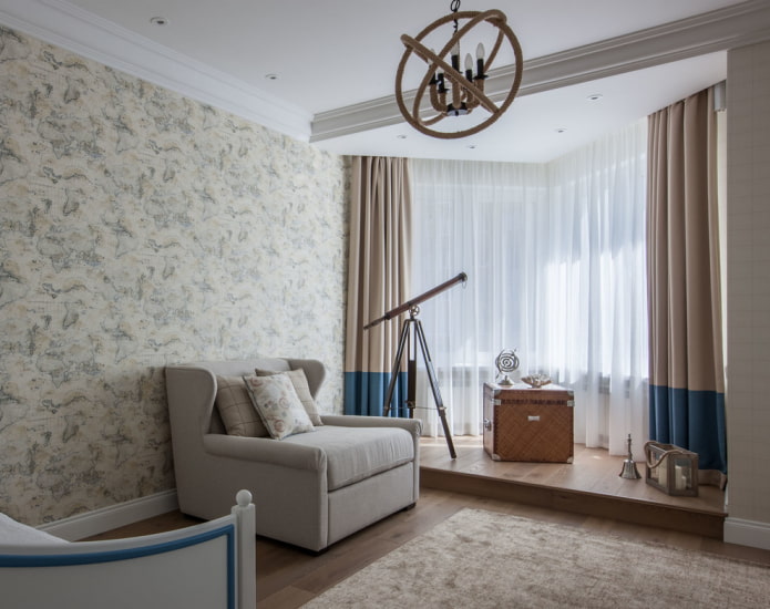 habitación acogedora para un niño con un área dedicada cerca de la ventana