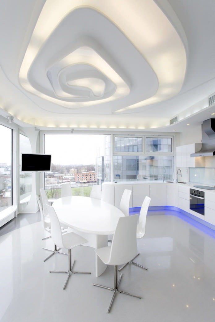 Cocina blanca de estilo hi-tech