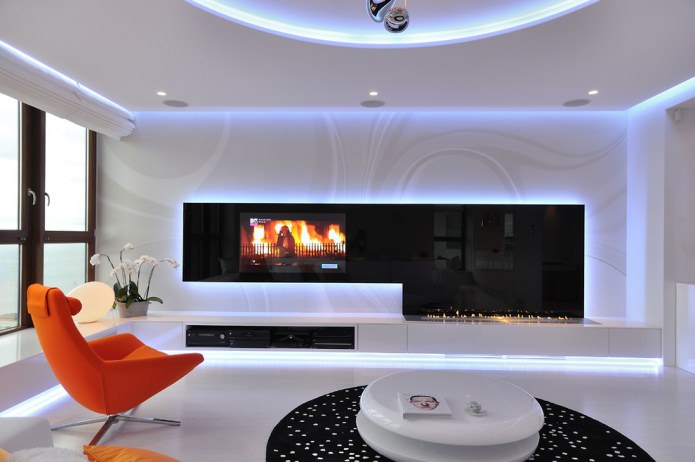 Salón con chimenea