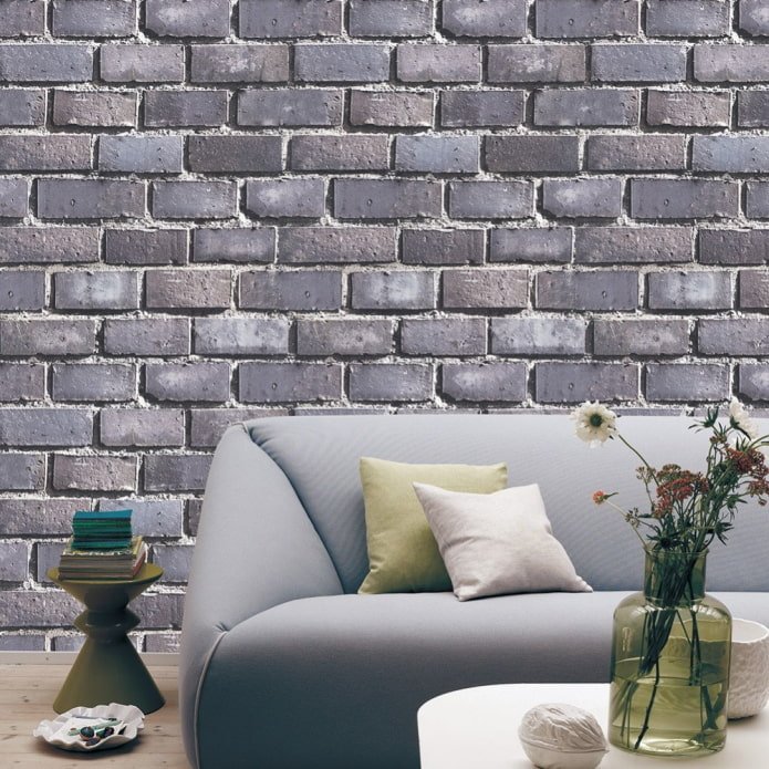 Papel pintado de ladrillo 3D en el salón