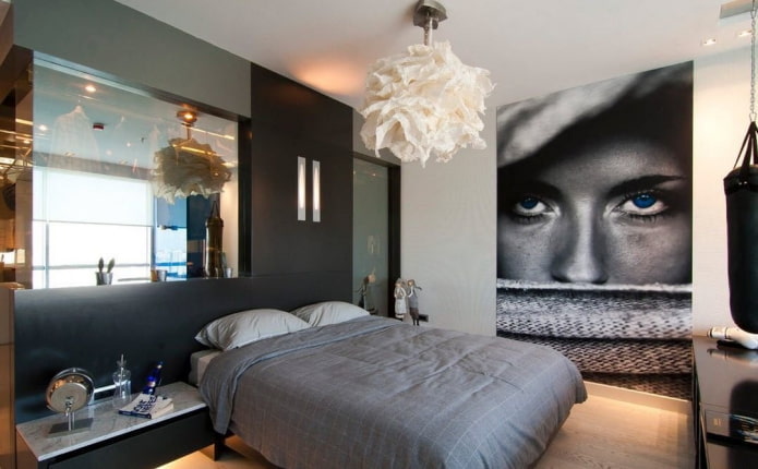 Papel pintado 3D con una chica en el dormitorio