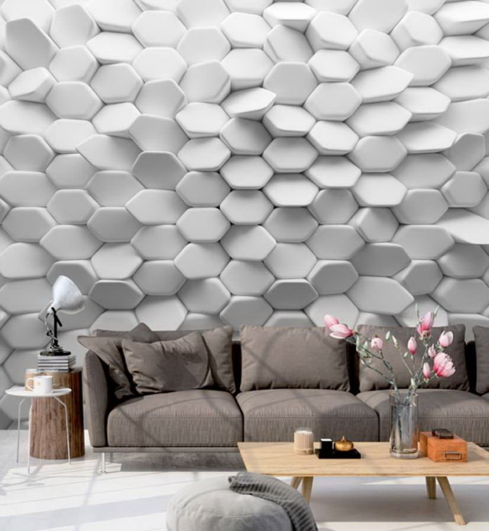 Papel pintado 3D en el interior de la sala de estar