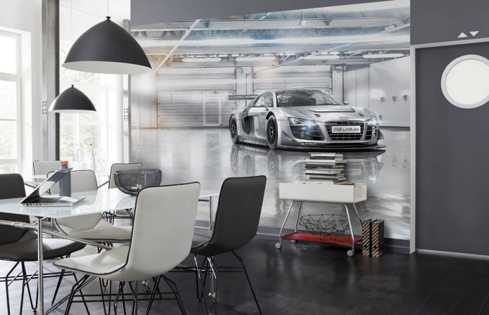 Fondo de pantalla 3D con un coche en el comedor