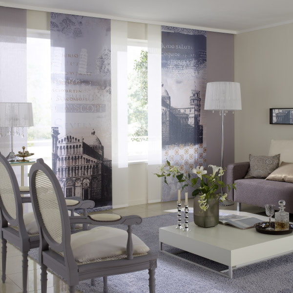 Cortinas japonesas 3D con imagen de ciudad