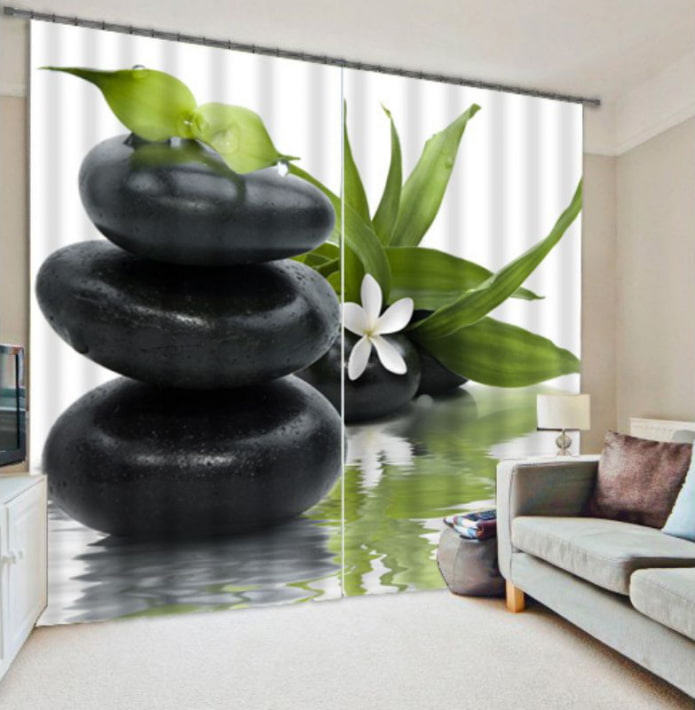 Cortinas 3D con imágenes de piedras