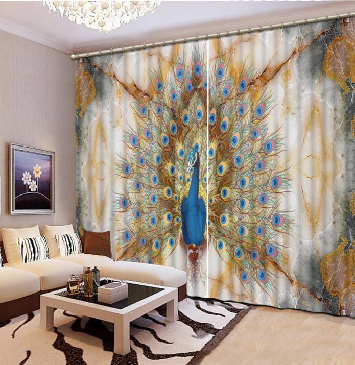 Cortinas 3D en la sala de estar