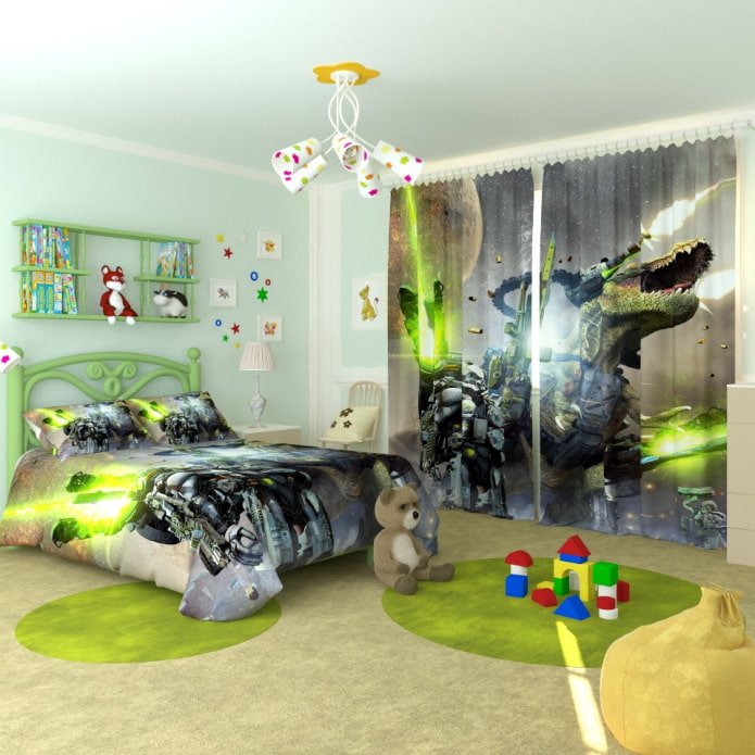 Cortinas 3D en la habitación infantil del niño