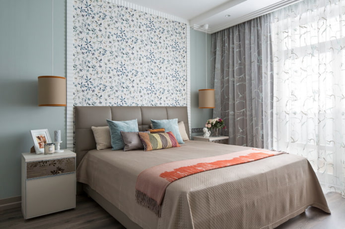wallpaper behind the headboard