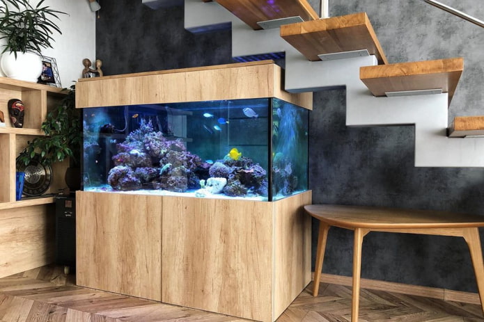 interior con acuario de suelo