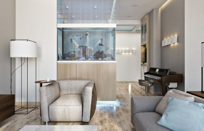 interior de un apartamento con un acuario