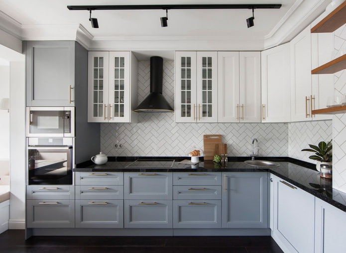 cocina esquinera en un apartamento de estilo americano