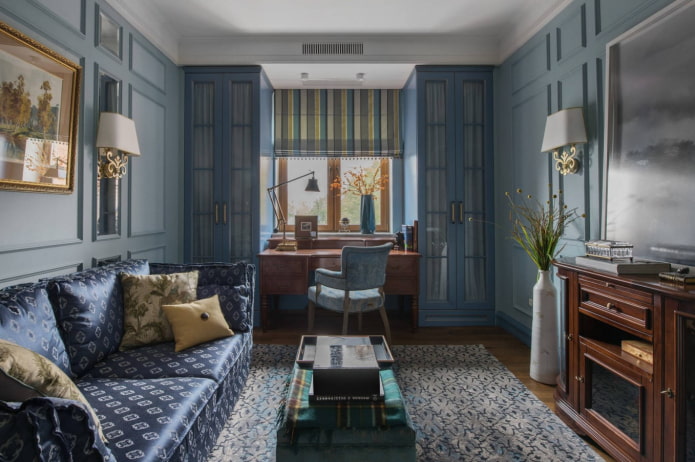 salón en tonos azules