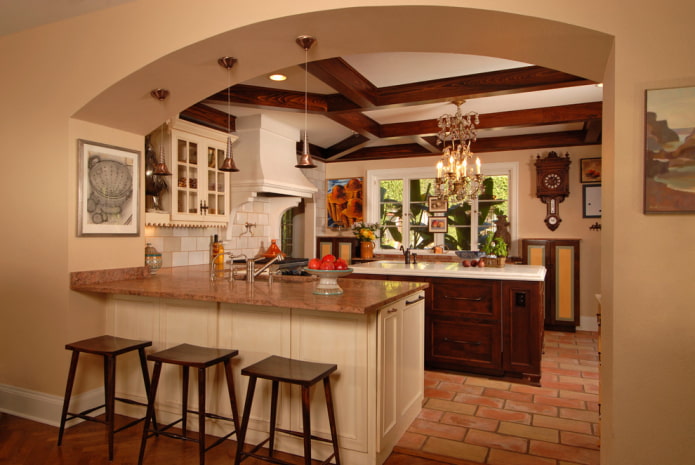 diseño de arco en el interior de la cocina