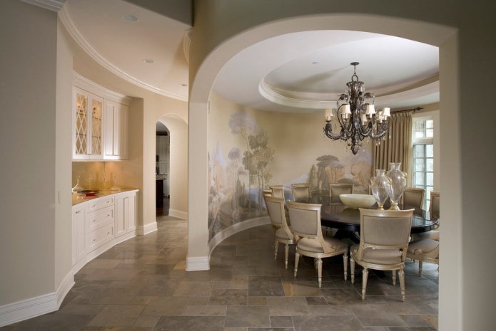 decoración de arco en el interior de la cocina