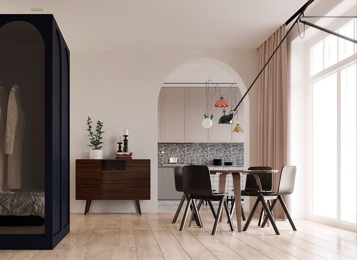Arco de yeso en un interior de estilo moderno