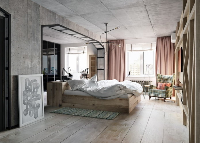 Arco de yeso en un interior de estilo loft