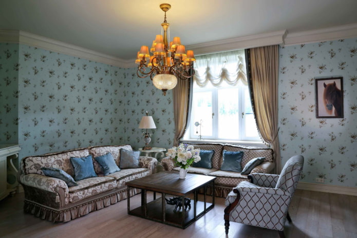 Cortinas austriacas en el recibidor