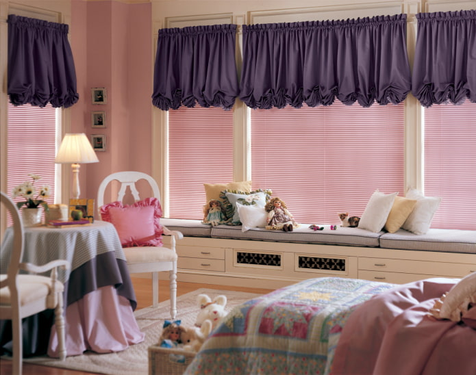 Cortinas austriacas en combinación con estores