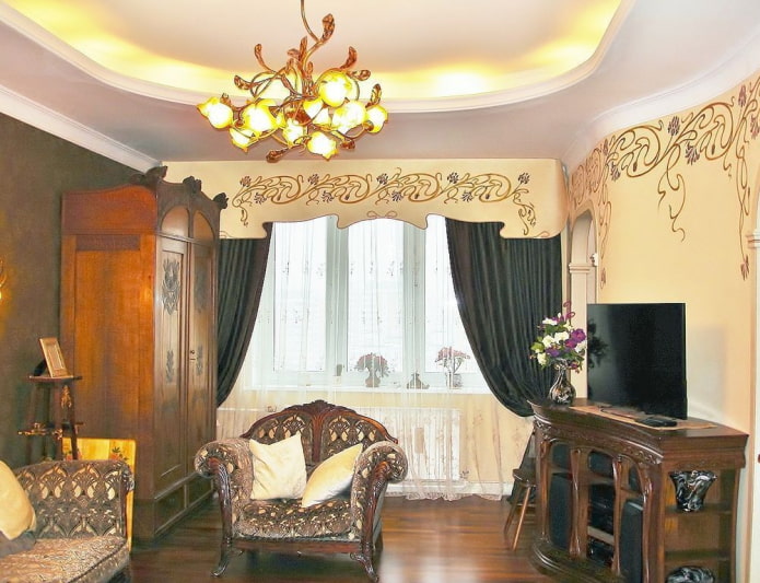 lambrequines con formas de estilo art nouveau