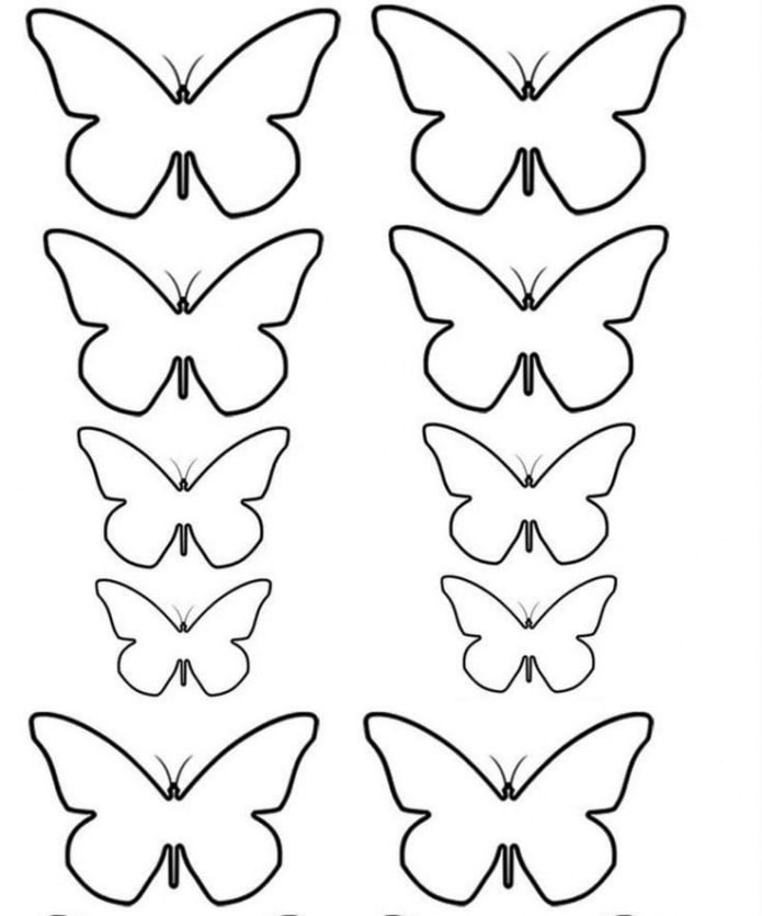 plantilla de mariposas de diferentes tamaños