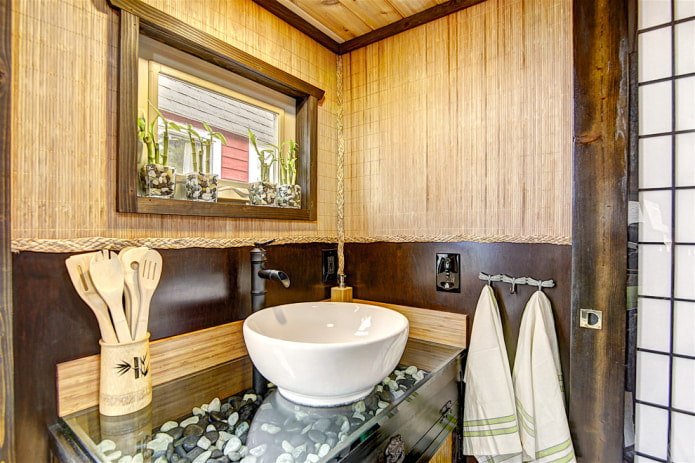 decoración de baño de bambú