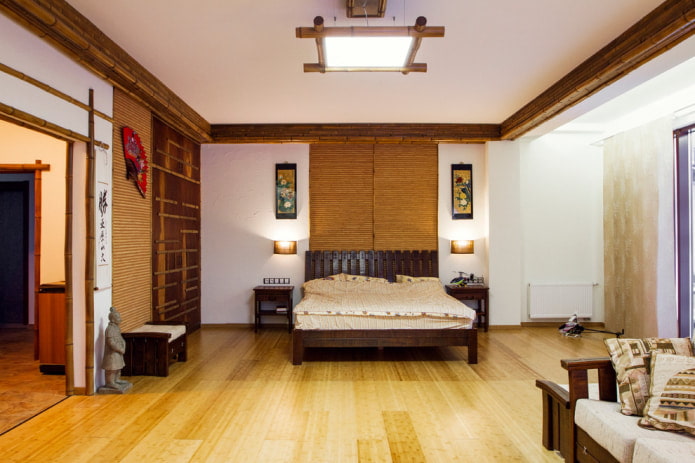Estilo japonés en el interior del dormitorio