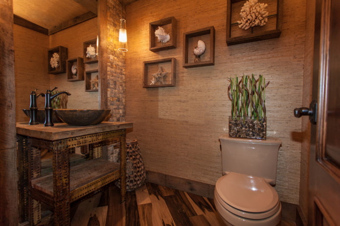 Papel pintado de bambú en el baño