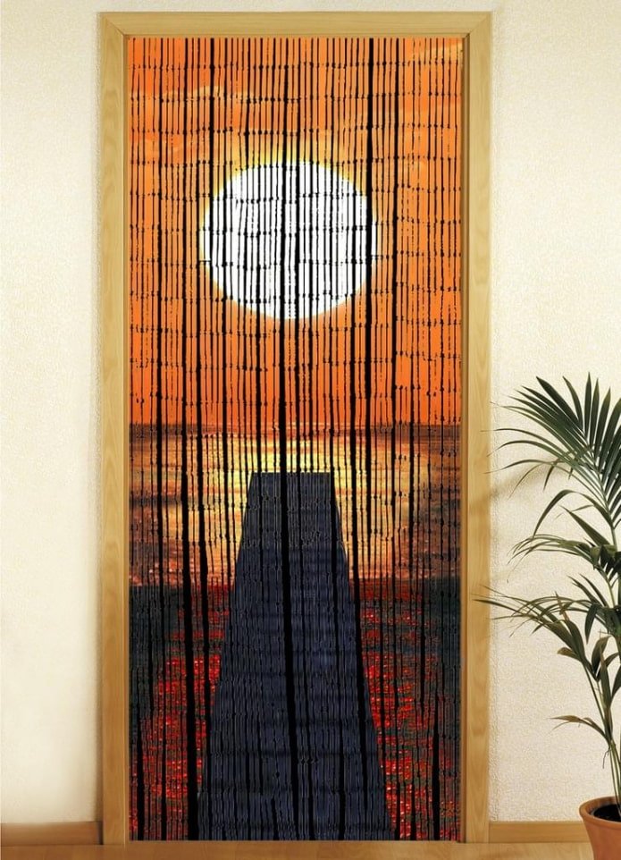 cortinas de bambú con paisaje natural