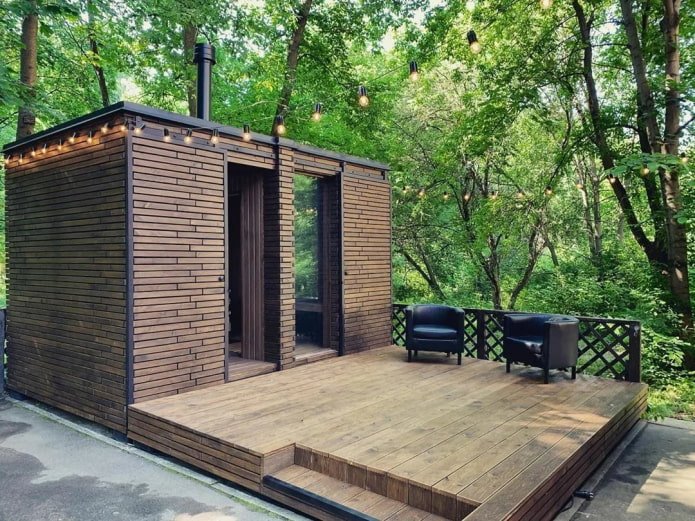 Casa de baño modular con terraza