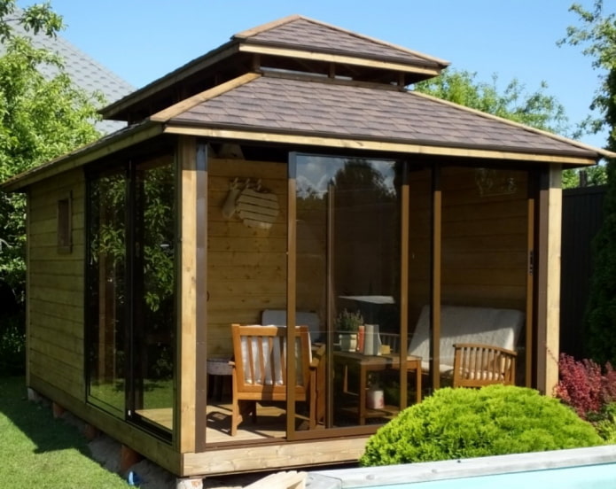 Veranda con ventanas correderas