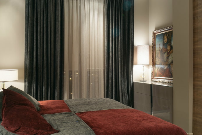 cortinas de terciopelo negro para el dormitorio