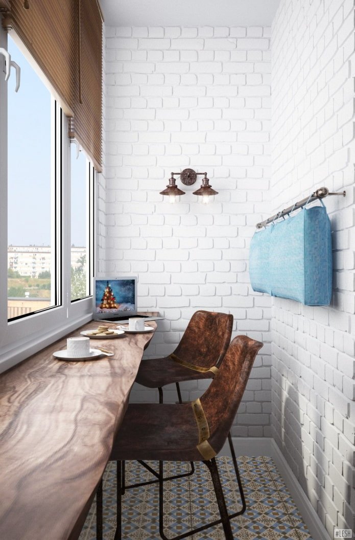 bar counter with a wood tabletop