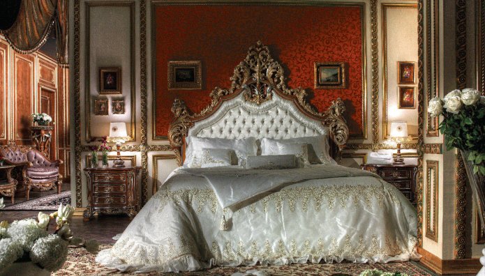 Interior de dormitorio de estilo barroco