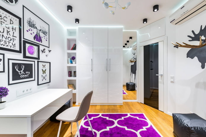 Habitación infantil con detalles morados