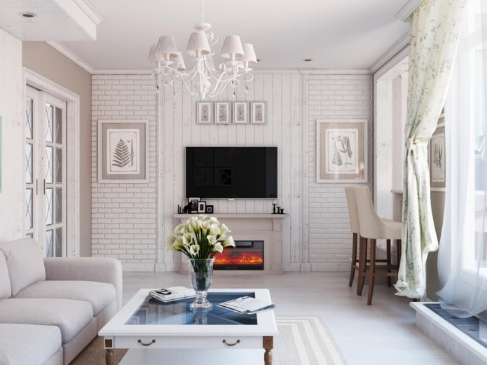 salón en tonos blancos al estilo provenzal