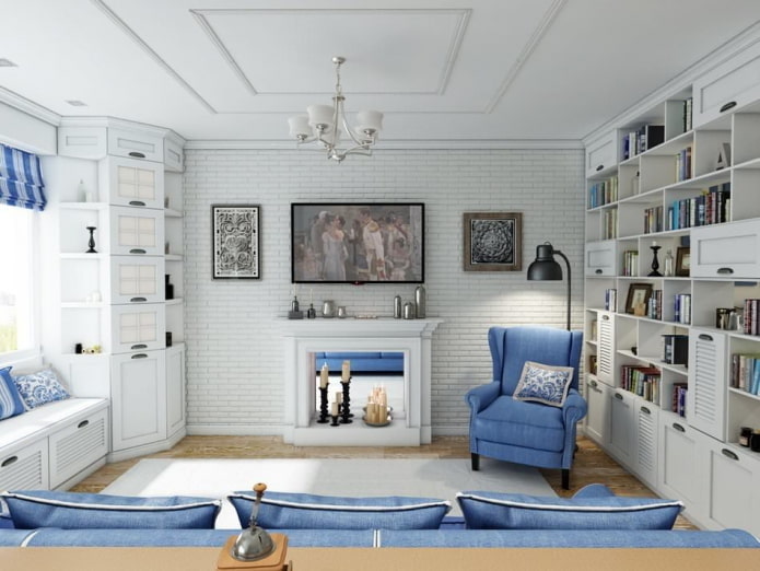 salón en tonos blancos al estilo provenzal