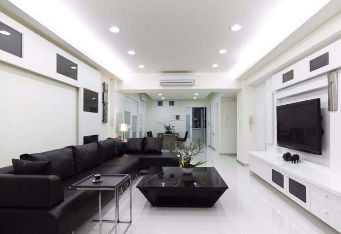 muebles de salón en tonos blancos