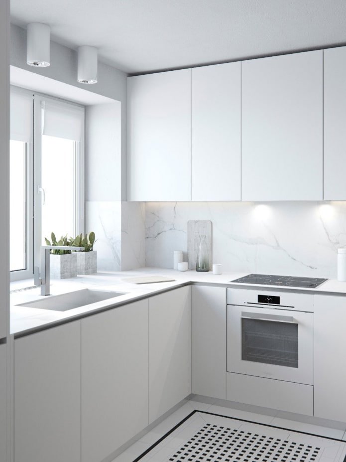 cocina blanca en estilo minimalista