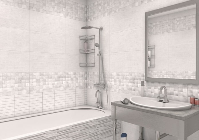 Azulejos blancos imitación madera en el baño