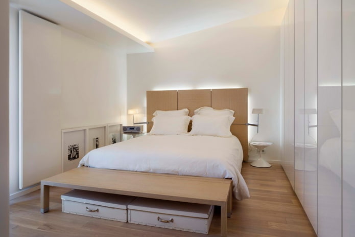 muebles en el interior de un dormitorio en tonos blancos