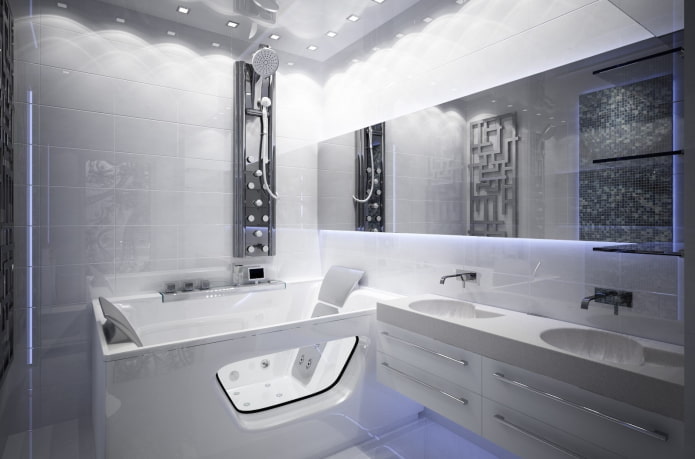 baño blanco en estilo high-tech