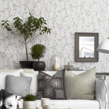 Papel pintado blanco y negro en el salón: 55 fotos del interior-9