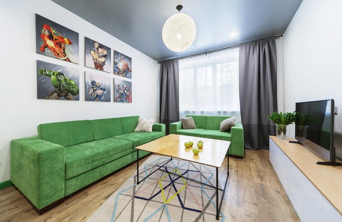 Paredes blancas en el diseño de la sala de estar 