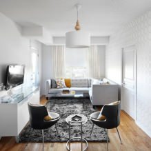 Papel pintado blanco y negro en el salón: 55 fotos del interior-1